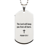 Load image into Gallery viewer, Psalm 121 7 Dog Tag Necklaces - Psalm 121:7 Necklace for Men – front view
