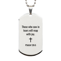 Load image into Gallery viewer, Psalm 126 5 Dog Tag Necklaces - Psalm 126:5 Necklace for Men – front view
