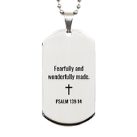 Load image into Gallery viewer, Psalm 139 14 Dog Tag Necklaces - Psalm 139:14 Necklace for Men – front view
