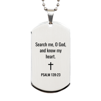 Load image into Gallery viewer, Psalm 139 23 Dog Tag Necklaces - Psalm 139:23 Necklace for Men – front view
