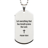 Load image into Gallery viewer, Psalm 150 6 Dog Tag Necklaces - Psalm 150:6 Necklace for Men – front view
