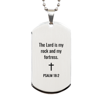 Load image into Gallery viewer, Psalm 18 2 Dog Tag Necklaces - Psalm 18:2 Necklace for Men – front view
