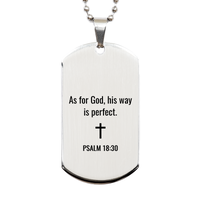Load image into Gallery viewer, "As for God His Way Is Perfect" Necklace – Psalm 18:30 Dog Tag – Silver Finish

