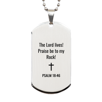 Load image into Gallery viewer, Psalm 18 46 Dog Tag Necklaces - Psalm 18:46 Necklace for Men – front view
