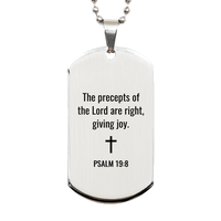 Load image into Gallery viewer, Psalm 19 8 Dog Tag Necklaces - Psalm 19:8 Necklace for Men – front view
