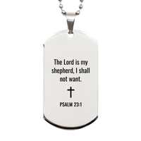 Load image into Gallery viewer, Psalm 23 1 Dog Tag Necklaces - Psalm 23:1 Necklace for Men – front view
