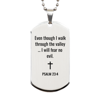 Load image into Gallery viewer, Psalm 23 4 Dog Tag Necklaces - Psalm 23:4 Necklace for Men – front view
