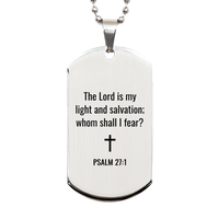 Load image into Gallery viewer, Psalm 27 1 Dog Tag Necklaces - Psalm 27:1 Necklace for Men – front view
