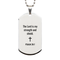 Load image into Gallery viewer, Psalm 28 7 Dog Tag Necklaces - Psalm 28:7 Necklace for Men – front view
