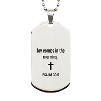 Load image into Gallery viewer, Psalm 30 5 Dog Tag Necklaces - Psalm 30:5 Necklace for Men – front view
