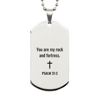 Load image into Gallery viewer, Psalm 31 3 Dog Tag Necklaces - Psalm 31:3 Necklace for Men – front view
