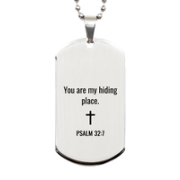 Load image into Gallery viewer, Psalm 32 7 Dog Tag Necklaces - Psalm 32:7 Necklace for Men – front view
