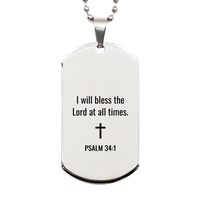 Load image into Gallery viewer, Psalm 34 1 Dog Tag Necklaces - Psalm 34:1 Necklace for Men – front view

