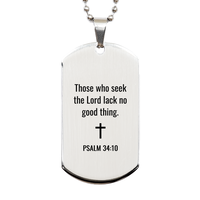 Load image into Gallery viewer, Psalm 34 10 Dog Tag Necklaces - Psalm 34:10 Necklace for Men – front view
