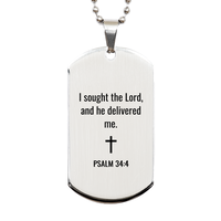 Load image into Gallery viewer, Psalm 34 4 Dog Tag Necklaces - Psalm 34:4 Necklace for Men – front view
