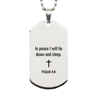 Load image into Gallery viewer, Psalm 4 8 Dog Tag Necklaces - Psalm 4:8 Necklace for Men – front view
