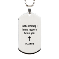 Load image into Gallery viewer, Psalm 5 3 Dog Tag Necklaces - Psalm 5:3 Necklace for Men – front view
