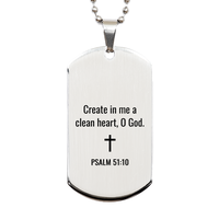 Load image into Gallery viewer, Psalm 51 10 Dog Tag Necklaces - Psalm 51:10 Necklace for Men – front view

