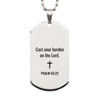 Load image into Gallery viewer, Psalm 55 22 Dog Tag Necklaces - Psalm 55:22 Necklace for Men – front view
