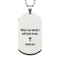 Load image into Gallery viewer, Psalm 56 3 Dog Tag Necklaces - Psalm 56:3 Necklace for Men – front view
