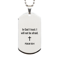 Load image into Gallery viewer, Psalm 56 4 Dog Tag Necklaces - Psalm 56:4 Necklace for Men – front view
