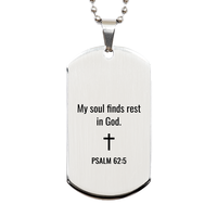 Load image into Gallery viewer, Psalm 62 5 Dog Tag Necklaces - Psalm 62:5 Necklace for Men – front view
