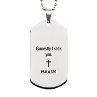 Load image into Gallery viewer, Psalm 63 1 Dog Tag Necklaces - Psalm 63:1 Necklace for Men – front view
