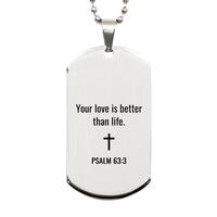 Load image into Gallery viewer, Psalm 63 3 Dog Tag Necklaces - Psalm 63:3 Necklace for Men – front view
