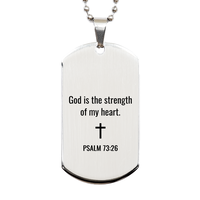Load image into Gallery viewer, Psalm 73 26 Dog Tag Necklaces - Psalm 73:26 Necklace for Men – front view
