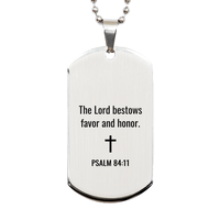Load image into Gallery viewer, Psalm 84 11 Dog Tag Necklaces - Psalm 84:11 Necklace for Men – front view
