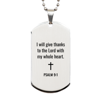 Load image into Gallery viewer, Psalm 9 1 Dog Tag Necklaces - Psalm 9:1 Necklace for Men – front view
