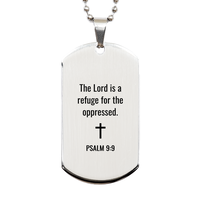 Load image into Gallery viewer, Psalm 9 9 Dog Tag Necklaces - Psalm 9:9 Necklace for Men – front view
