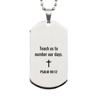 Load image into Gallery viewer, Psalm 90 12 Dog Tag Necklaces - Psalm 90:12 Necklace for Men – front view
