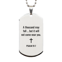 Load image into Gallery viewer, Psalm 91 7 Dog Tag Necklaces - Psalm 91:7 Necklace for Men – front view
