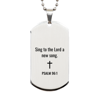 Load image into Gallery viewer, Psalm 96 1 Dog Tag Necklaces - Psalm 96:1 Necklace for Men – front view

