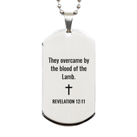 Load image into Gallery viewer, Revelation 12 11 Dog Tag Necklaces - Revelation 12:11 Necklace for Men – front view
