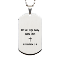 Load image into Gallery viewer, Revelation 21 4 Dog Tag Necklaces - Revelation 21:4 Necklace for Men – front view
