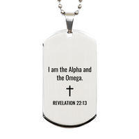Load image into Gallery viewer, Revelation 22 13 Dog Tag Necklaces - Revelation 22:13 Necklace for Men – front view
