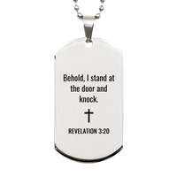 Load image into Gallery viewer, Revelation 3 20 Dog Tag Necklaces - Revelation 3:20 Necklace for Men – front view
