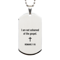 Load image into Gallery viewer, Romans 1 16 Dog Tag Necklaces - Romans 1:16 Necklace for Men – front view
