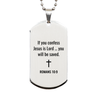 Load image into Gallery viewer, Romans 10 9 Dog Tag Necklaces - Romans 10:9 Necklace for Men – front view
