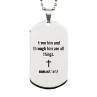 Load image into Gallery viewer, Romans 11 36 Dog Tag Necklaces - Romans 11:36 Necklace for Men – front view
