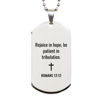 Load image into Gallery viewer, Romans 12 12 Dog Tag Necklaces - Romans 12:12 Necklace for Men – front view
