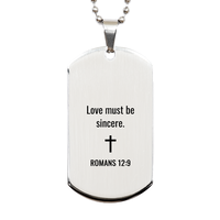 Load image into Gallery viewer, Romans 12 9 Dog Tag Necklaces - Romans 12:9 Necklace for Men – front view
