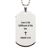 Load image into Gallery viewer, Romans 13 10 Dog Tag Necklaces - Romans 13:10 Necklace for Men – front view
