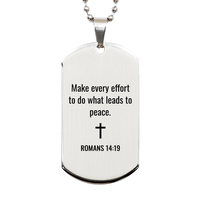Load image into Gallery viewer, Romans 14 19 Dog Tag Necklaces - Romans 14:19 Necklace for Men – front view
