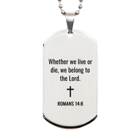 Load image into Gallery viewer, Romans 14 8 Dog Tag Necklaces - Romans 14:8 Necklace for Men – front view
