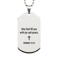 Load image into Gallery viewer, Romans 15 13 Dog Tag Necklaces - Romans 15:13 Necklace for Men – front view
