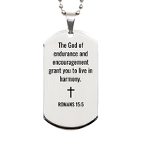 Load image into Gallery viewer, Romans 15 5 Dog Tag Necklaces - Romans 15:5 Necklace for Men – front view
