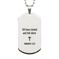 Load image into Gallery viewer, Romans 3 23 Dog Tag Necklaces - Romans 3:23 Necklace for Men – front view
